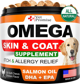 Omega 3 for Skin and Coat Supplement Fish Oil for Dogs Chews