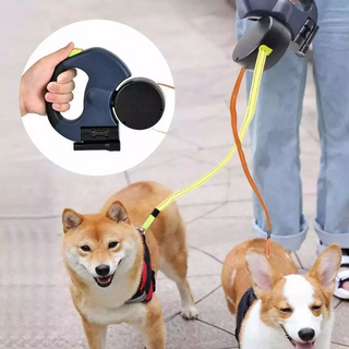 Dual Pet Leash Retractable Reflective