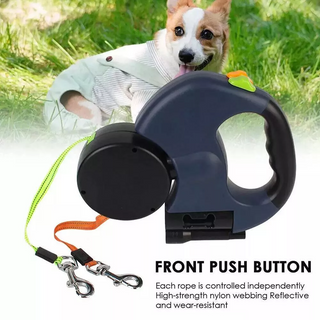 Dual Pet Leash Retractable Reflective