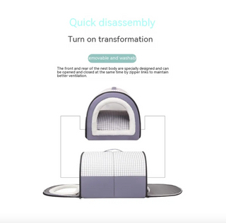 Winter Thickened Semi-Enclosed Pet Bed