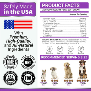 Melatonin Calming Chews for Dogs / Stress and Anxiety Relief