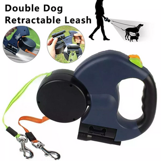 Dual Pet Leash Retractable Reflective
