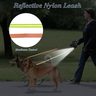 Dual Pet Leash Retractable Reflective