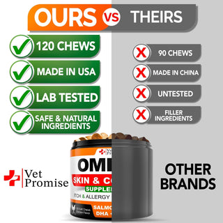 Omega 3 for Skin and Coat Supplement Fish Oil for Dogs Chews
