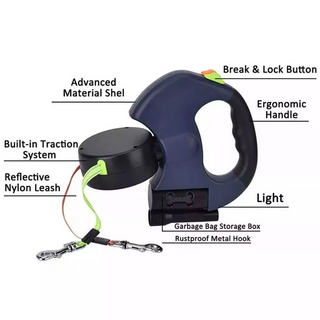 Dual Pet Leash Retractable Reflective