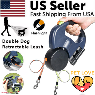 Dual Pet Leash Retractable Reflective