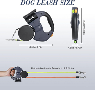 Dual Pet Leash Retractable Reflective